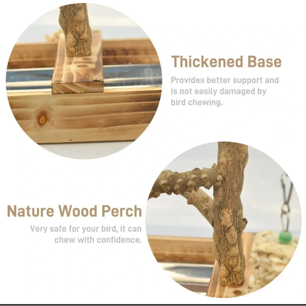 Natural Wood Bird Feeder Playground, Aluminum Tray Assembled Display NWOT & box
